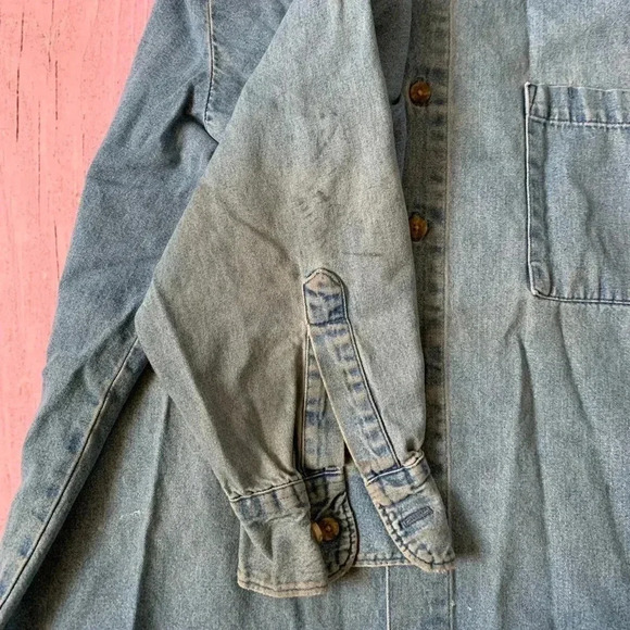 Dickies long sleeve snap button down cotton denim work shirt - Picture 5 of 10